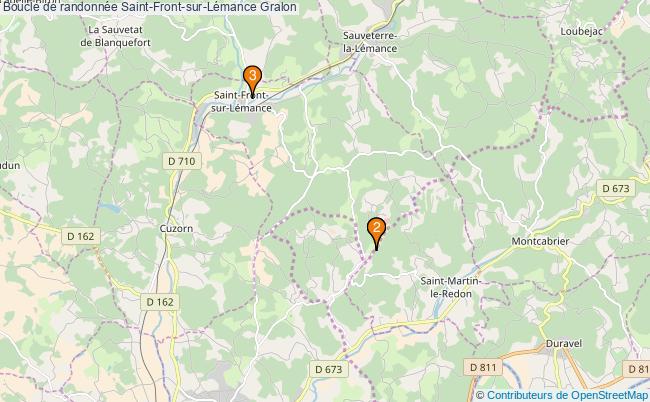plan Boucle de randonnée Saint-Front-sur-Lémance : 3 équipements