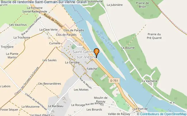 plan Boucle de randonnée Saint-Germain-sur-Vienne : 2 équipements
