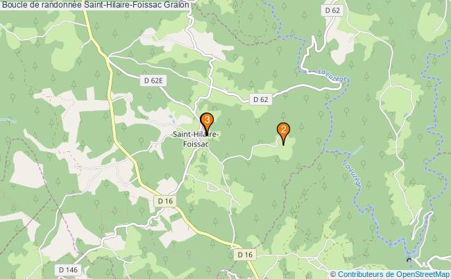 plan Boucle de randonnée Saint-Hilaire-Foissac : 3 équipements