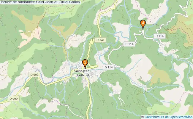 plan Boucle de randonnée Saint-Jean-du-Bruel : 4 équipements