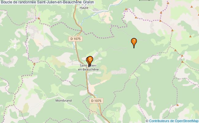 plan Boucle de randonnée Saint-Julien-en-Beauchêne : 7 équipements