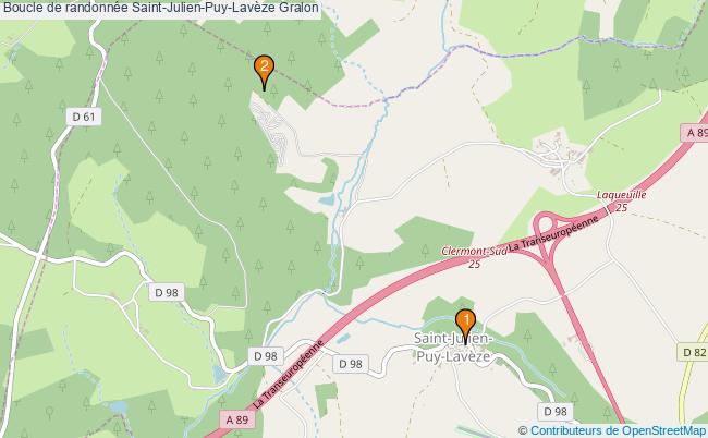plan Boucle de randonnée Saint-Julien-Puy-Lavèze : 2 équipements