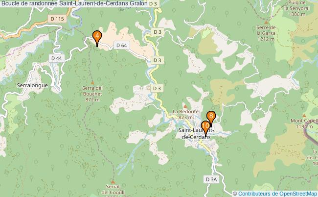 plan Boucle de randonnée Saint-Laurent-de-Cerdans : 10 équipements