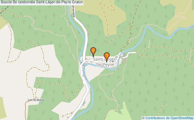 plan Boucle de randonnée Saint-Léger-de-Peyre : 2 équipements