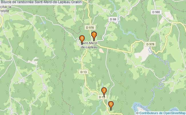 plan Boucle de randonnée Saint-Merd-de-Lapleau : 8 équipements