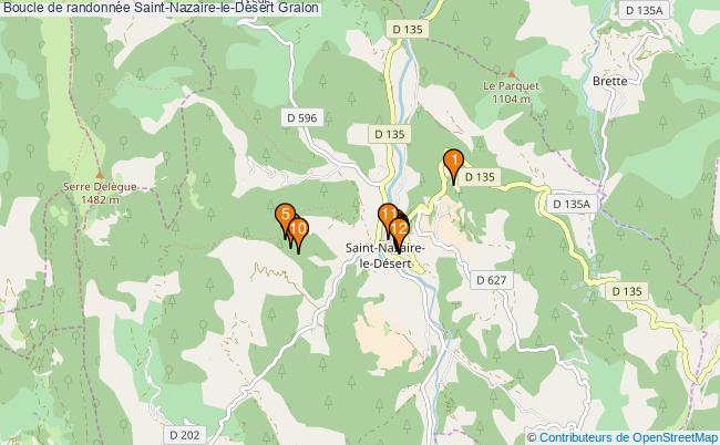 plan Boucle de randonnée Saint-Nazaire-le-Désert : 12 équipements