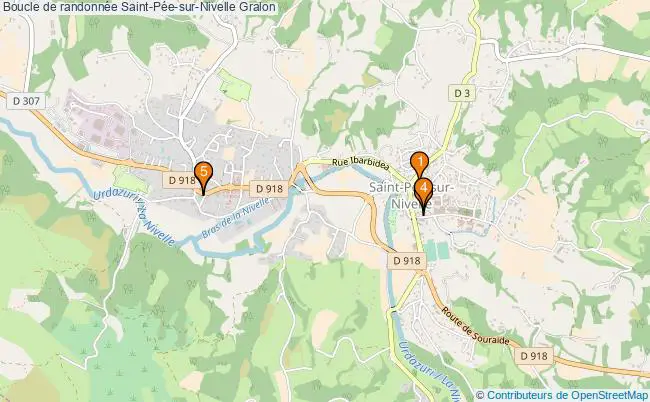 plan Boucle de randonnée Saint-Pée-sur-Nivelle : 5 équipements