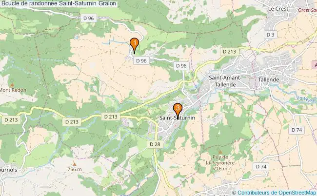 plan Boucle de randonnée Saint-Saturnin : 3 équipements