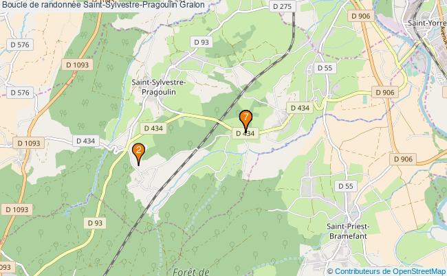 plan Boucle de randonnée Saint-Sylvestre-Pragoulin : 7 équipements