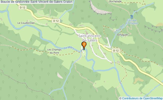 plan Boucle de randonnée Saint-Vincent-de-Salers : 2 équipements