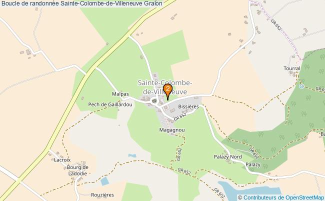 plan Boucle de randonnée Sainte-Colombe-de-Villeneuve : 2 équipements