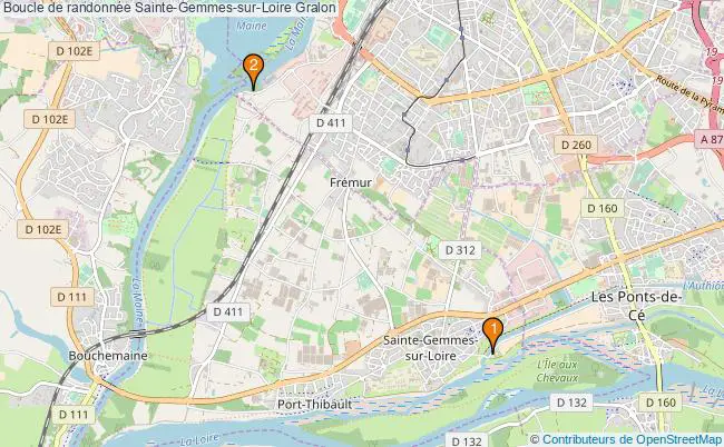 plan Boucle de randonnée Sainte-Gemmes-sur-Loire : 2 équipements