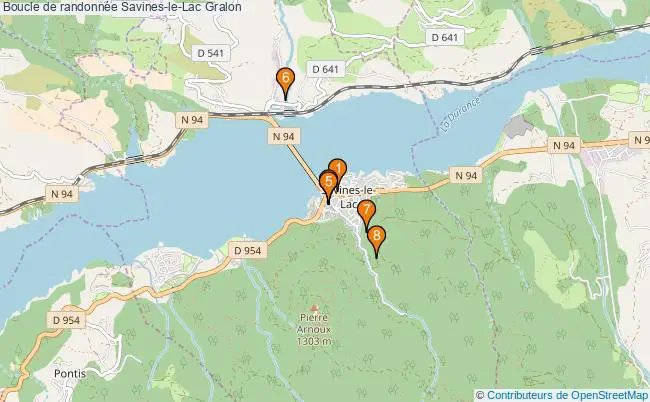 plan Boucle de randonnée Savines-le-Lac : 8 équipements