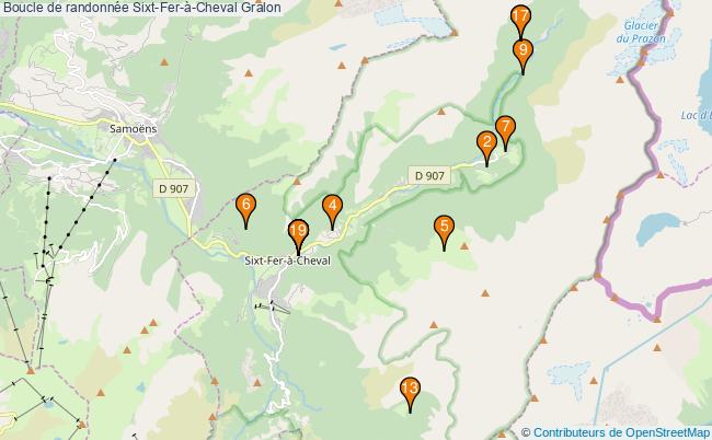 plan Boucle de randonnée Sixt-Fer-à-Cheval : 19 équipements