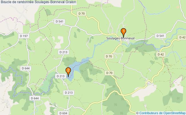 plan Boucle de randonnée Soulages-Bonneval : 2 équipements