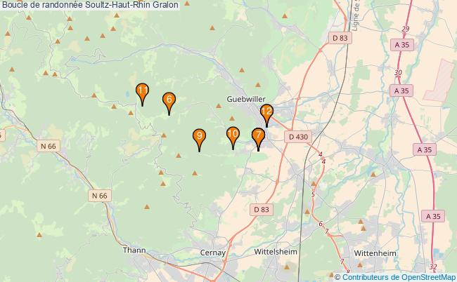 plan Boucle de randonnée Soultz-Haut-Rhin : 12 équipements