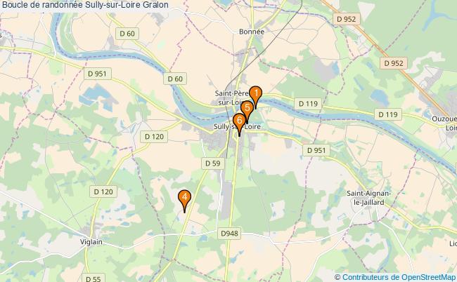 plan Boucle de randonnée Sully-sur-Loire : 6 équipements