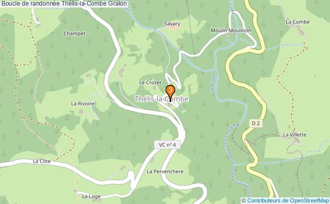 plan Boucle de randonnée Thélis-la-Combe : 3 équipements