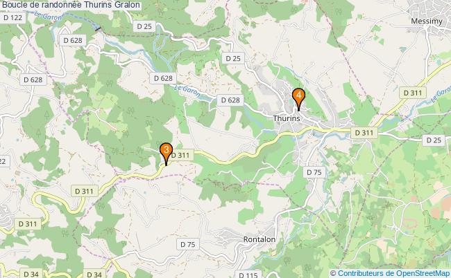 plan Boucle de randonnée Thurins : 4 équipements