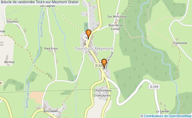 plan Boucle de randonnée Tours-sur-Meymont : 3 équipements