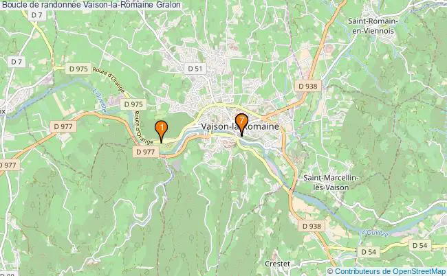 plan Boucle de randonnée Vaison-la-Romaine : 7 équipements