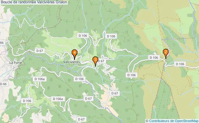 plan Boucle de randonnée Valcivières : 4 équipements