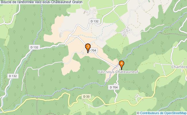 plan Boucle de randonnée Valz-sous-Châteauneuf : 4 équipements