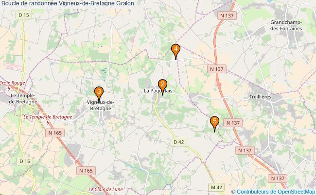 plan Boucle de randonnée Vigneux-de-Bretagne : 5 équipements