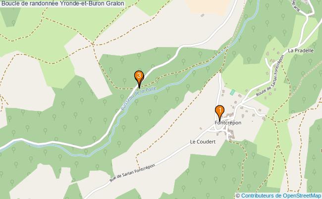 plan Boucle de randonnée Yronde-et-Buron : 3 équipements