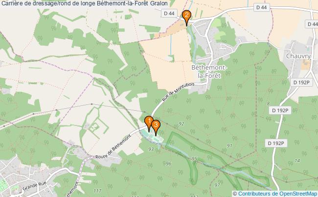 plan Carrière de dressage/rond de longe Béthemont-la-Forêt : 3 équipements