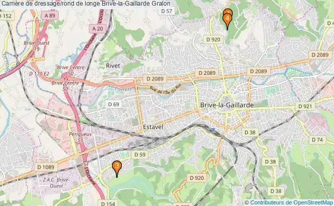 plan Carrière de dressage/rond de longe Brive-la-Gaillarde : 4 équipements