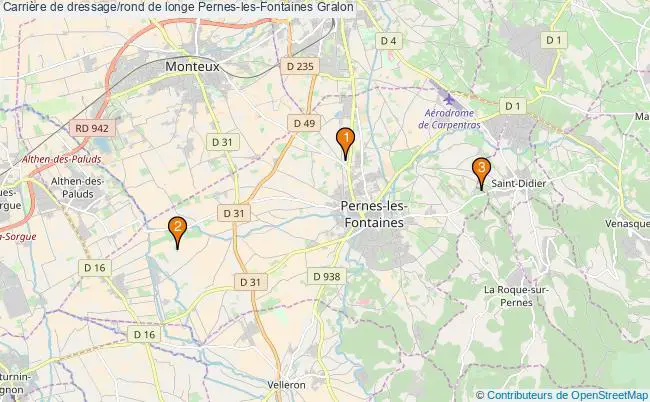 plan Carrière de dressage/rond de longe Pernes-les-Fontaines : 3 équipements