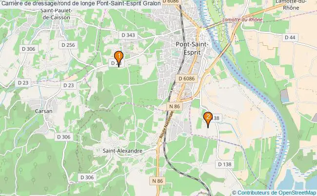 plan Carrière de dressage/rond de longe Pont-Saint-Esprit : 2 équipements