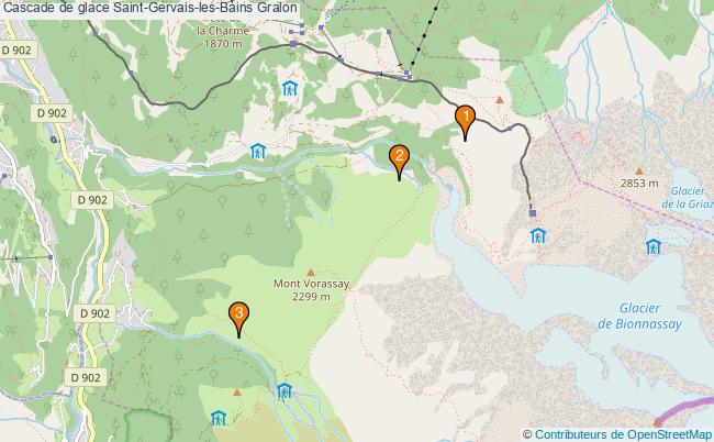 plan Cascade de glace Saint-Gervais-les-Bains : 3 équipements