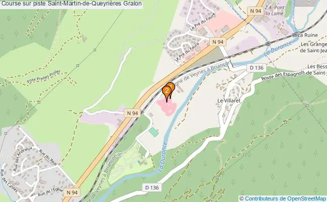 plan Course sur piste Saint-Martin-de-Queyrières : 2 équipements