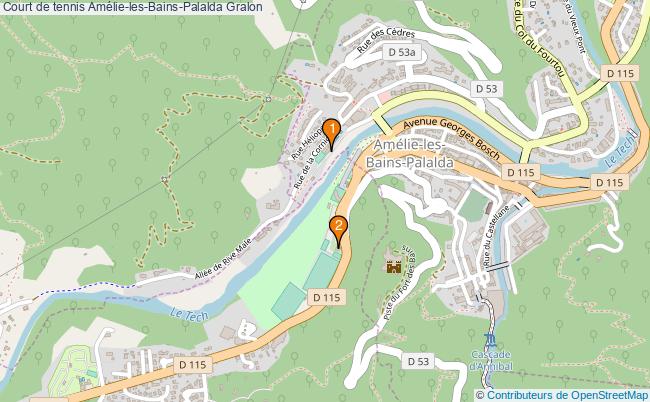 plan Court de tennis Amélie-les-Bains-Palalda : 2 équipements