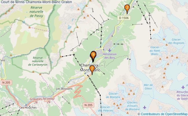 plan Court de tennis Chamonix-Mont-Blanc : 9 équipements