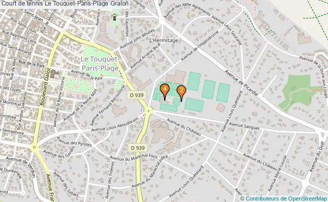 plan Court de tennis Le Touquet-Paris-Plage : 4 équipements