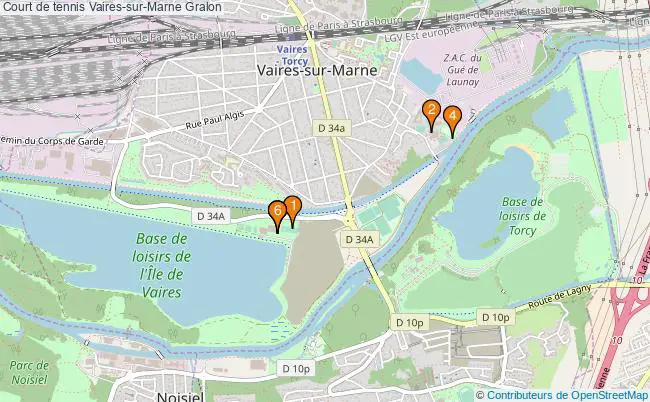 plan Court de tennis Vaires-sur-Marne : 6 équipements