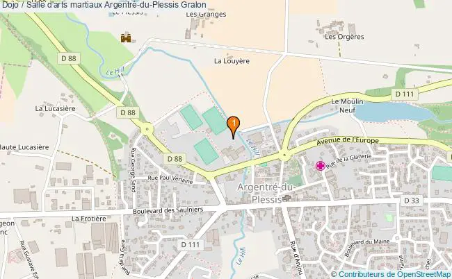 plan Dojo / Salle d'arts martiaux Argentré-du-Plessis : 1 équipements