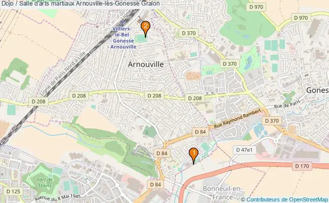 plan Dojo / Salle d'arts martiaux Arnouville-lès-Gonesse : 2 équipements