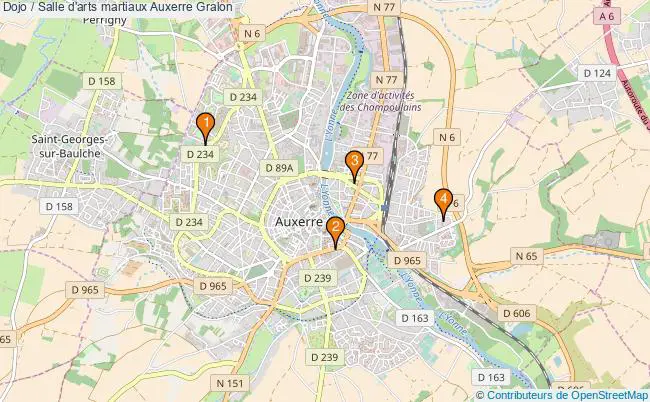 plan Dojo / Salle d'arts martiaux Auxerre : 4 équipements
