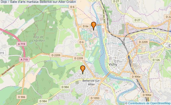 plan Dojo / Salle d'arts martiaux Bellerive-sur-Allier : 2 équipements