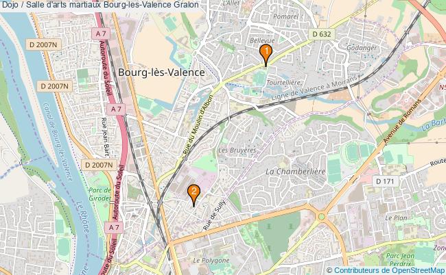 plan Dojo / Salle d'arts martiaux Bourg-les-Valence : 2 équipements