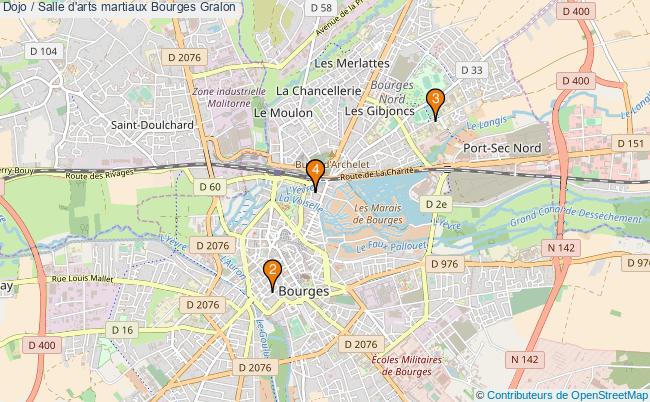 plan Dojo / Salle d'arts martiaux Bourges : 4 équipements