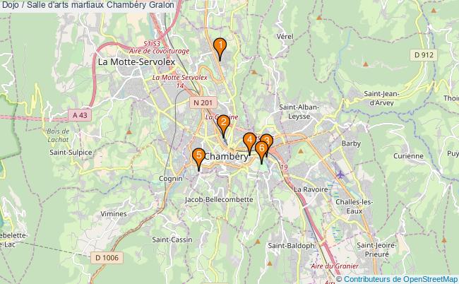 plan Dojo / Salle d'arts martiaux Chambéry : 6 équipements