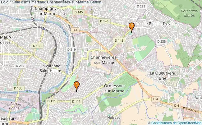 plan Dojo / Salle d'arts martiaux Chennevières-sur-Marne : 2 équipements