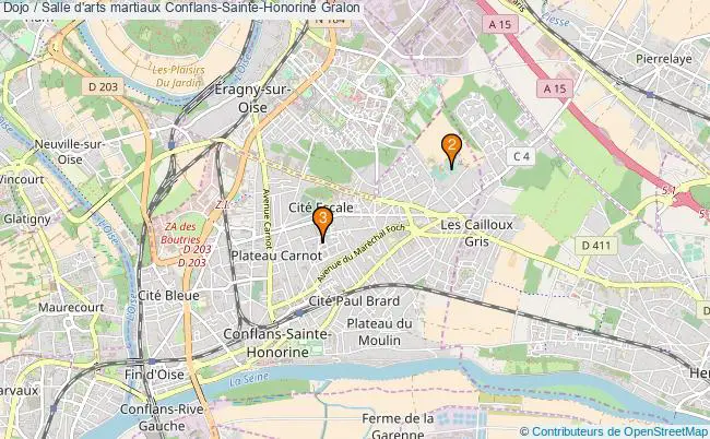 plan Dojo / Salle d'arts martiaux Conflans-Sainte-Honorine : 3 équipements
