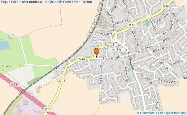 plan Dojo / Salle d'arts martiaux La Chapelle-Saint-Ursin : 1 équipements