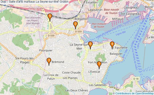 plan Dojo / Salle d'arts martiaux La Seyne-sur-Mer : 6 équipements